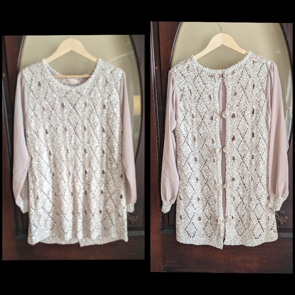 Simply Couture XL sheer and lace sweater